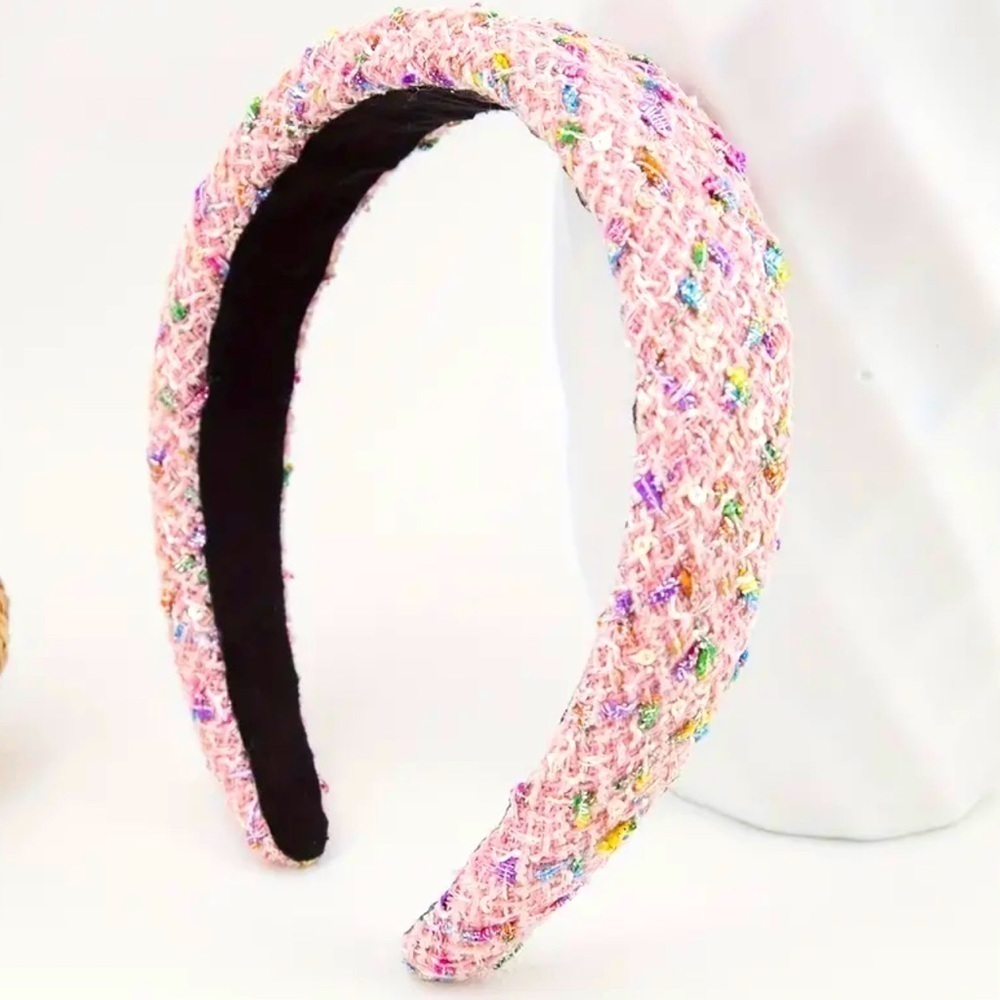 Pink Sequins Knitted Headband